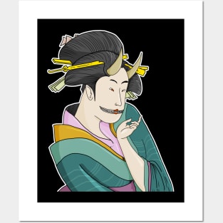 Oni Geisha Japanese Ukyio-e Demon Lady Posters and Art